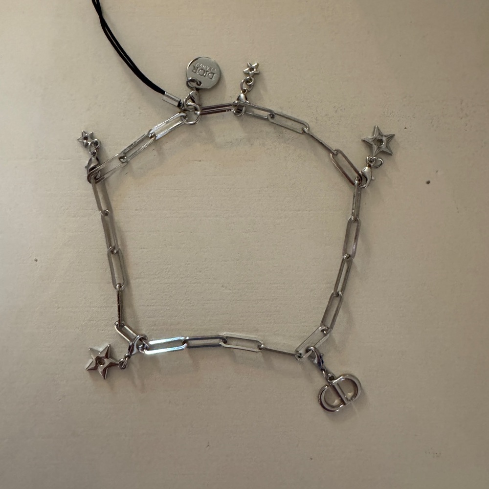 Dior Silver Chain Phone Charm / Bracelet w/ Stars & CD Logo – New - Picture 1 of 2